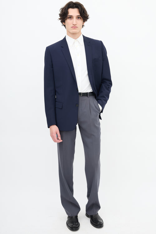 Dior Navy Wool Notched Lapel Blazer