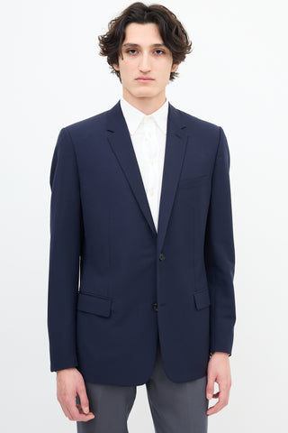 Dior Navy Wool Notched Lapel Blazer