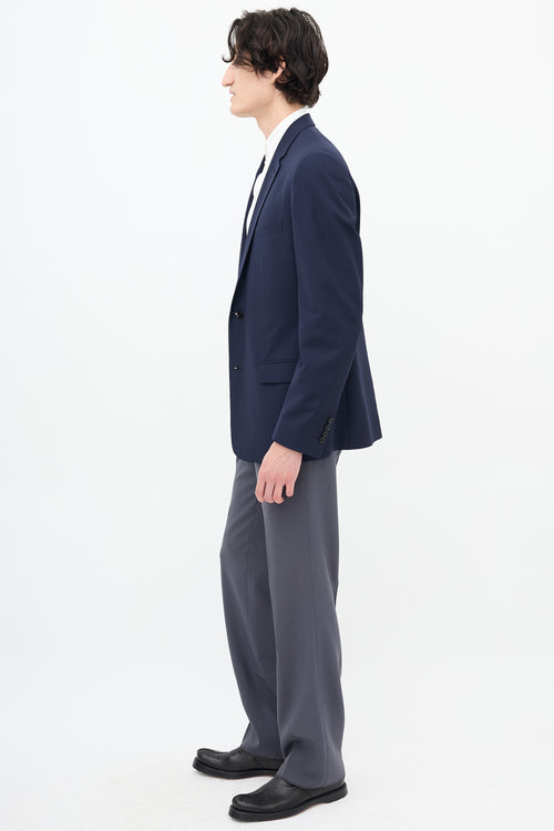 Dior Navy Wool Notched Lapel Blazer