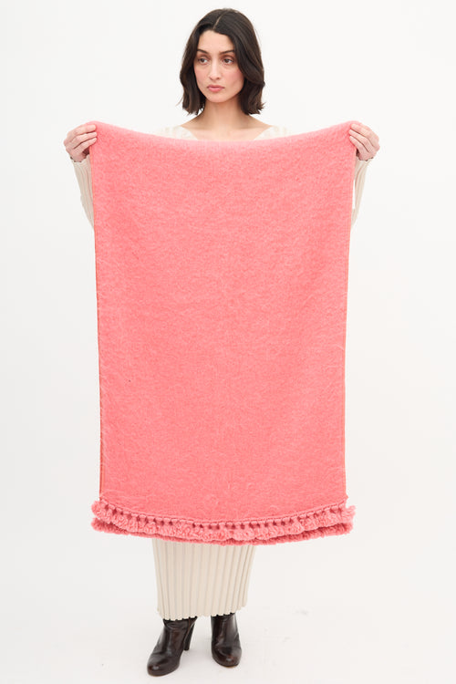  Pink Satin Knitted Wool Shawl