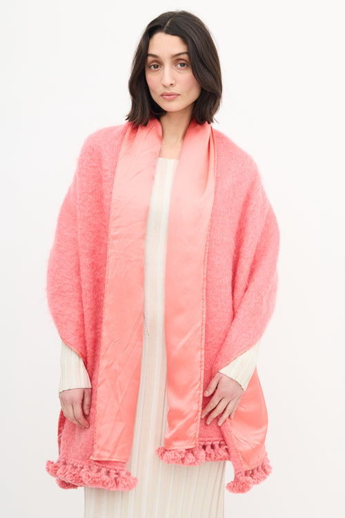 Dior Pink Satin 
Knitted Wool Shawl