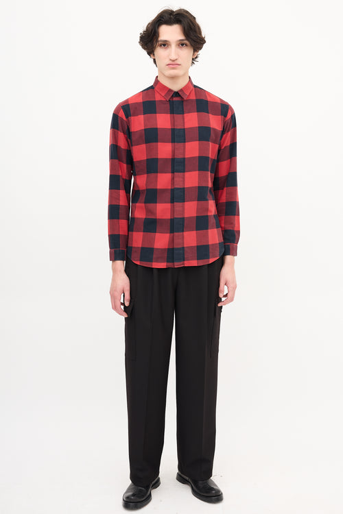 Dior Red 
Black Checkered Shirt