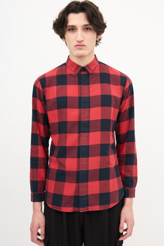 Dior Red 
Black Checkered Shirt