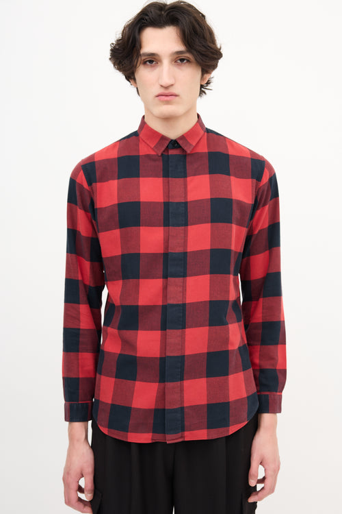 Dior Red 
Black Checkered Shirt