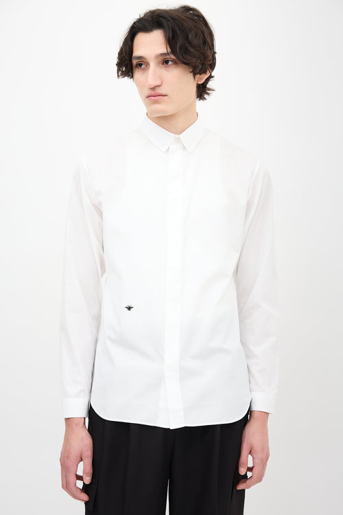 Dior White Embroidered Logo Shirt