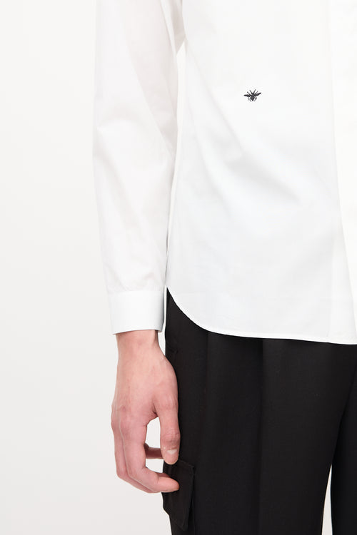 Dior White Embroidered Logo Shirt