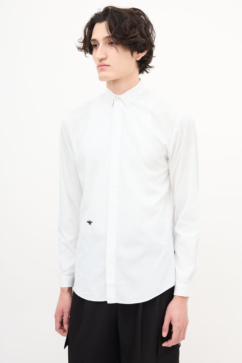 Dior White Embroidered Logo Shirt