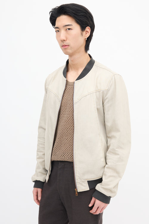 Dolce 
Gabbana Beige Denim Bomber Jacket