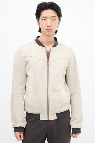 Dolce 
Gabbana Beige Denim Bomber Jacket