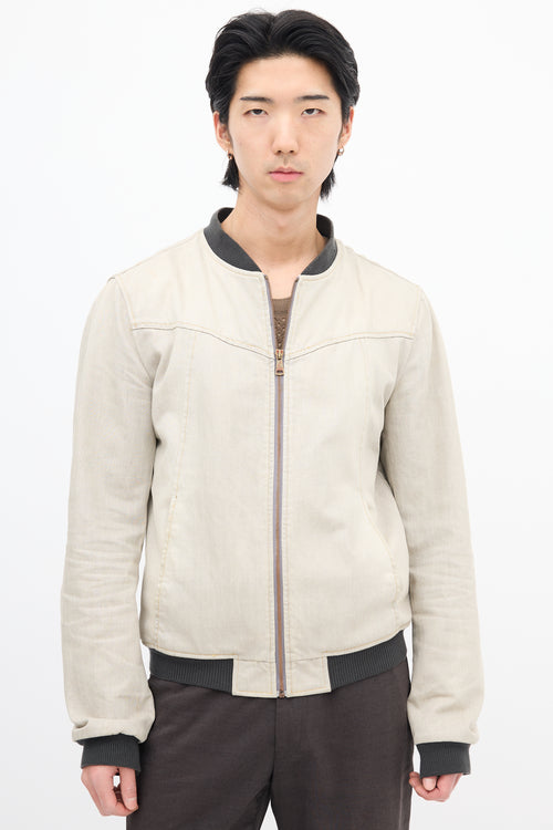 Dolce 
Gabbana Beige Denim Bomber Jacket