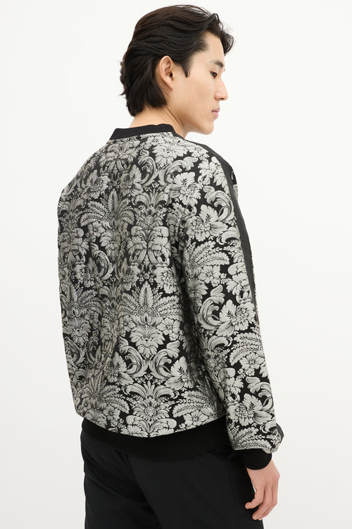 Dolce 
Gabbana Black 
Silver Baroque Brocade  Sweater