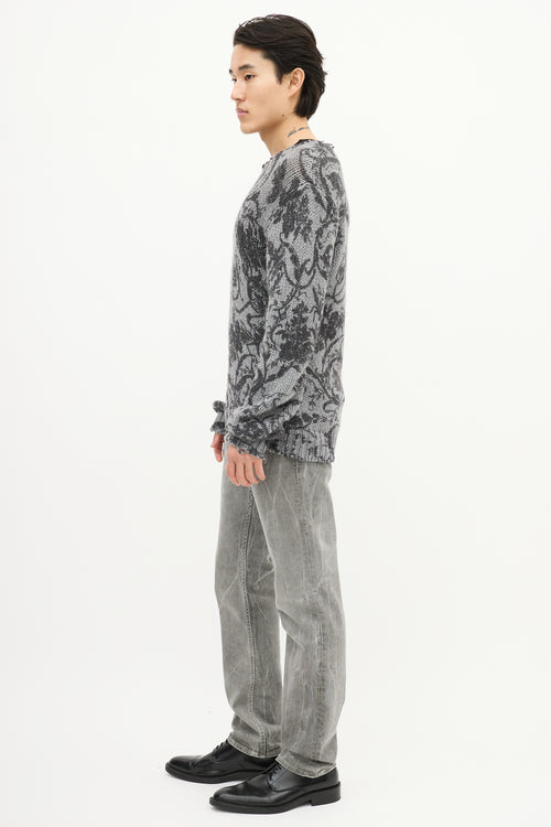 Dolce 
Gabbana Grey Wool Two Tone Paisley Knit Sweater