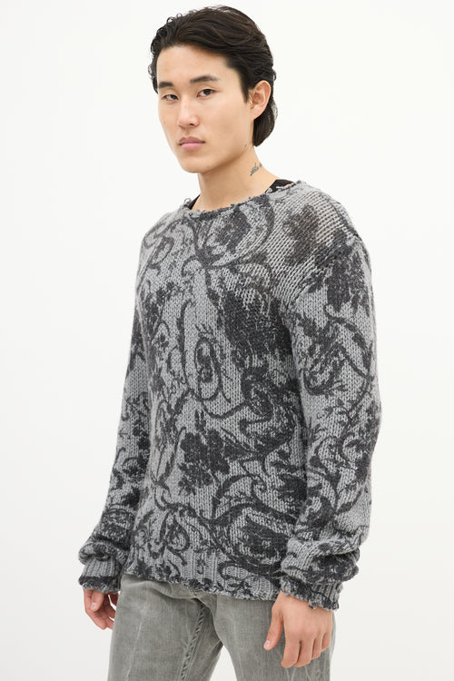 Dolce 
Gabbana Grey Wool Two Tone Paisley Knit Sweater