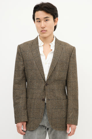 Dolce 
Gabbana Brown 
Multi Checkered Chevron Blazer