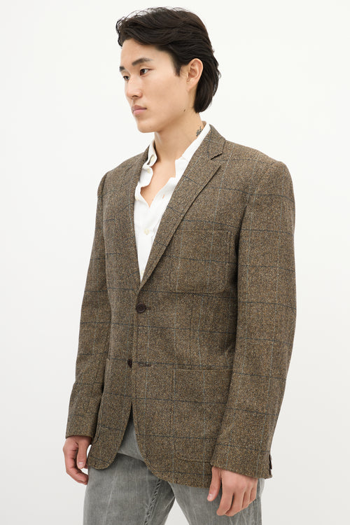 Dolce 
Gabbana Brown 
Multi Checkered Chevron Blazer