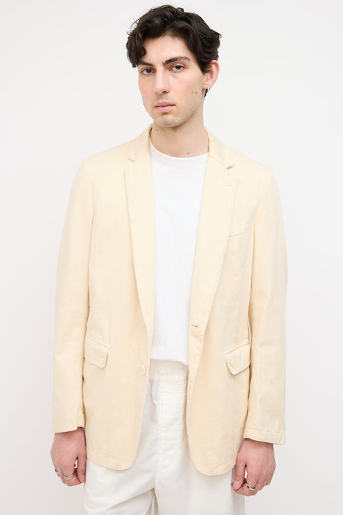 Dries Van Noten Cream Notched Lapel Blazer