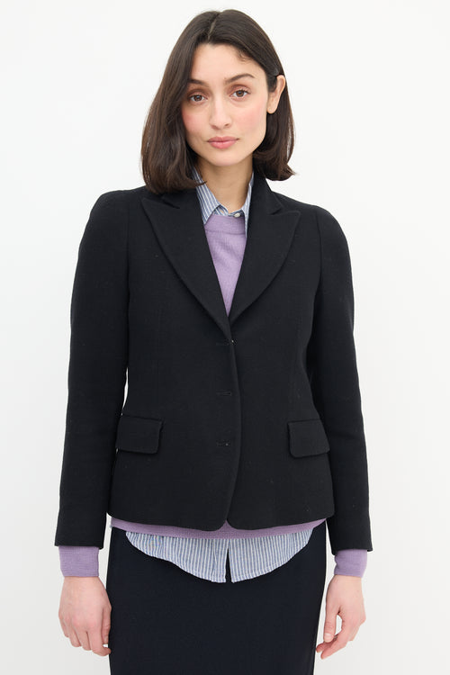 Dries Van Noten Black Wool Cropped Blazer