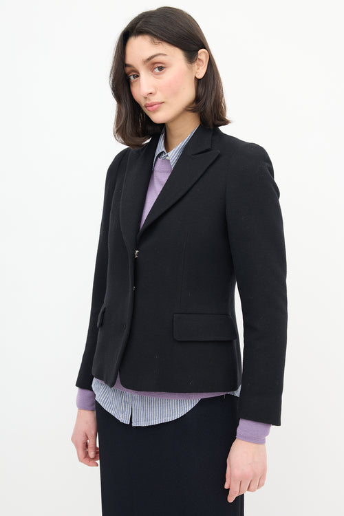 Dries Van Noten Black Wool Cropped Blazer