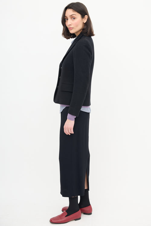 Dries Van Noten Black Wool Cropped Blazer