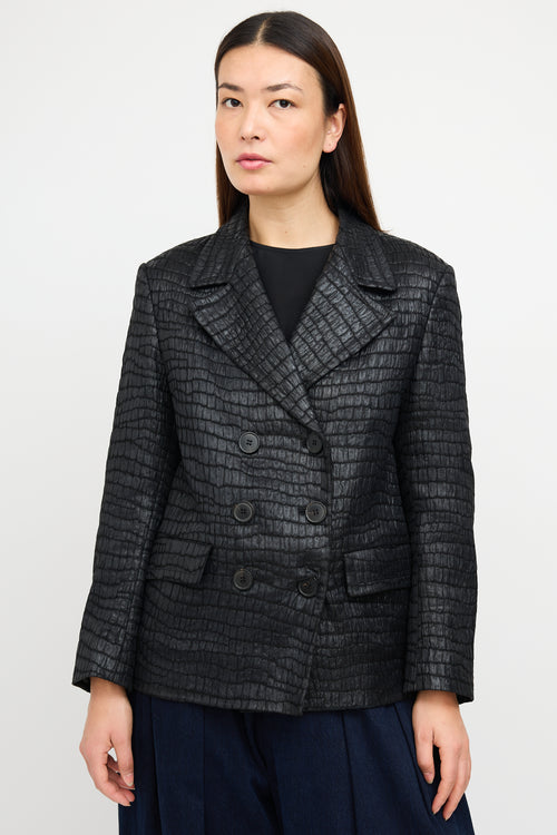 Dries Van Noten Black Jacquard Double Breasted Jacket