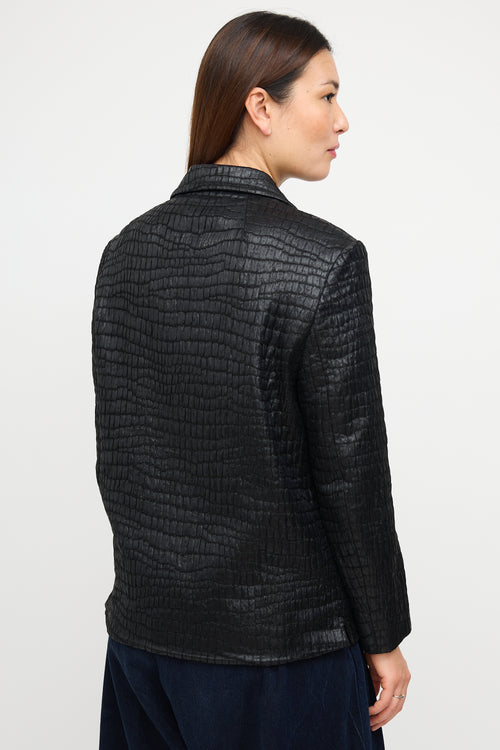 Dries Van Noten Black Jacquard Double Breasted Jacket