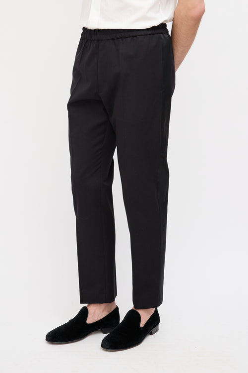 Dries Van Noten Black Wool Parkino Tapered Trouser