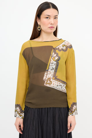 Dries Van Noten Silk Printed Sheer Blouse