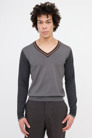 Dries Van Noten Wool Colour Block Sweater