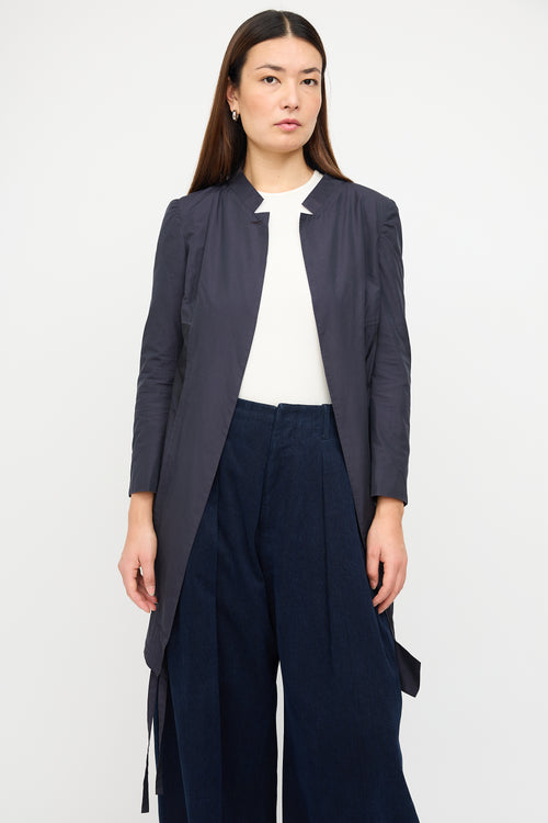 Dries Van Noten Navy Cotton 
Silk Modular Coat