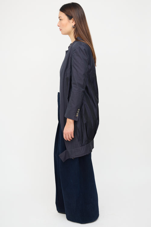 Dries Van Noten Navy Cotton 
Silk Modular Coat