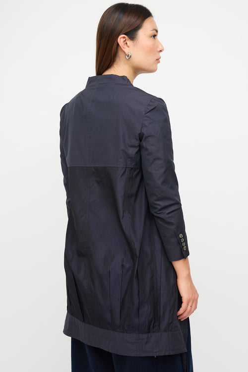 Dries Van Noten Navy Cotton 
Silk Modular Coat