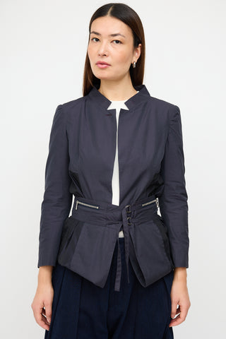 Dries Van Noten Navy Cotton 
Silk Modular Coat