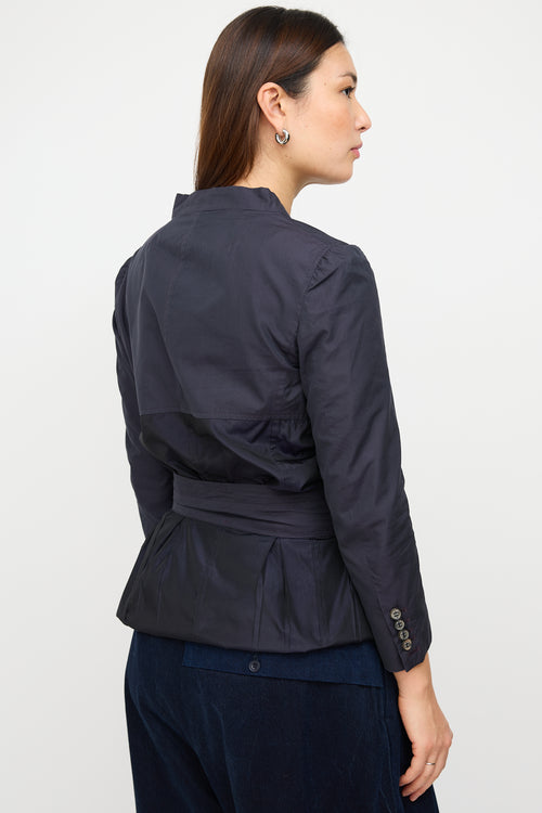 Dries Van Noten Navy Cotton 
Silk Modular Coat