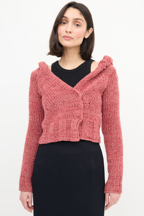 Dries Van Noten Pink Cropped Knit Cardigan