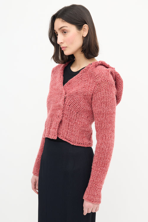 Dries Van Noten Pink Cropped Knit Cardigan