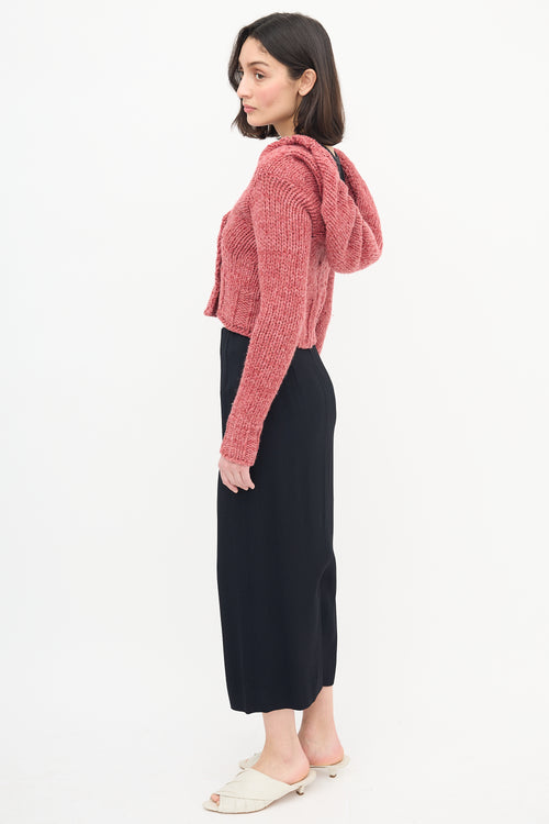 Dries Van Noten Pink Cropped Knit Cardigan