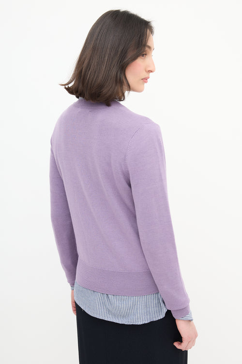 Dries Van Noten Purple Wool Knit Sweater