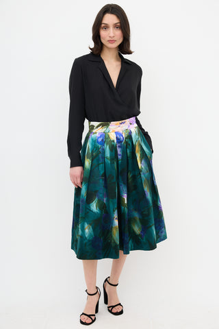 Dries Van Noten Floral Pleated Skirt