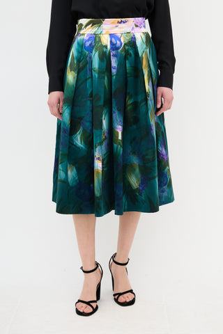 Dries Van Noten Floral Pleated Skirt