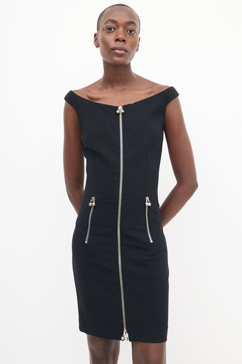 DSquared2 Black Wool Zip Sleeveless Dress