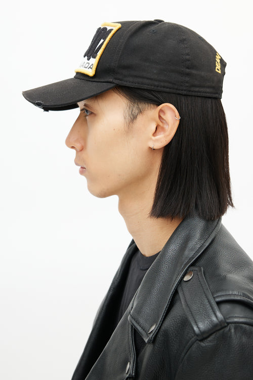 DSquared6 Black Distressed Logo Hat