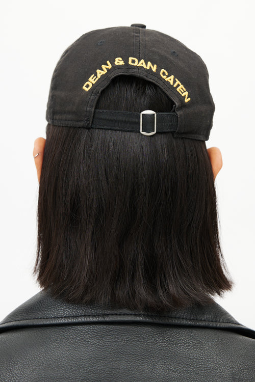 DSquared8 Black Distressed Logo Hat