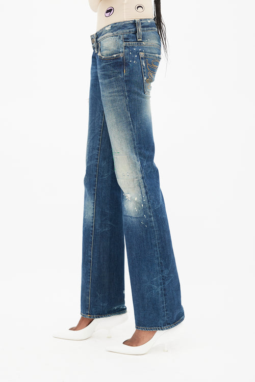 DSquared2 Blue Low Rise Distressed Denim Jeans