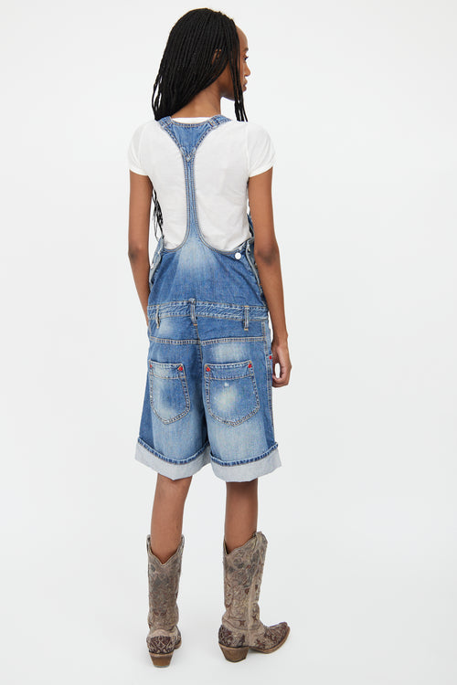 DSquared2 Medium Wash Cropped Logo Overall