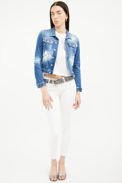 Medium Wash Distressed Denim Jacket