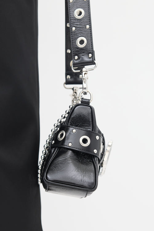 DSquared9 Black Leather Gothic Shoulder Bag