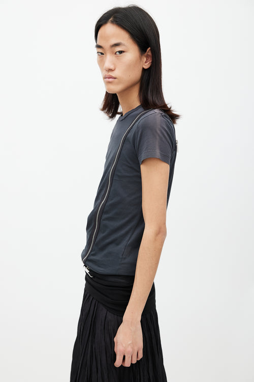 DSquared2 Black Asymmetrical Zip T-Shirt