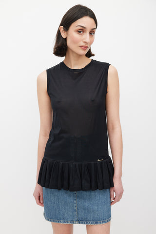 DSquared2 Black Pleated Hem Tank Top