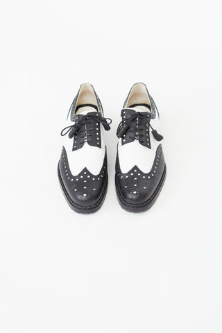 DSquared3 Black 
White Leather Brogue Oxford