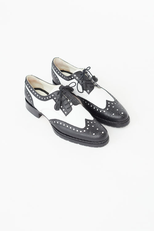 DSquared2 Black 
White Leather Brogue Oxford